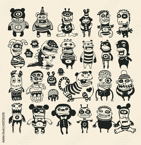 Funny Characters Set. Vector Illustration