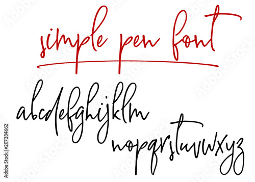 Ballpen handwritten vector alphabet. Modern calligraphy, lowercase letters. Vector illustration
