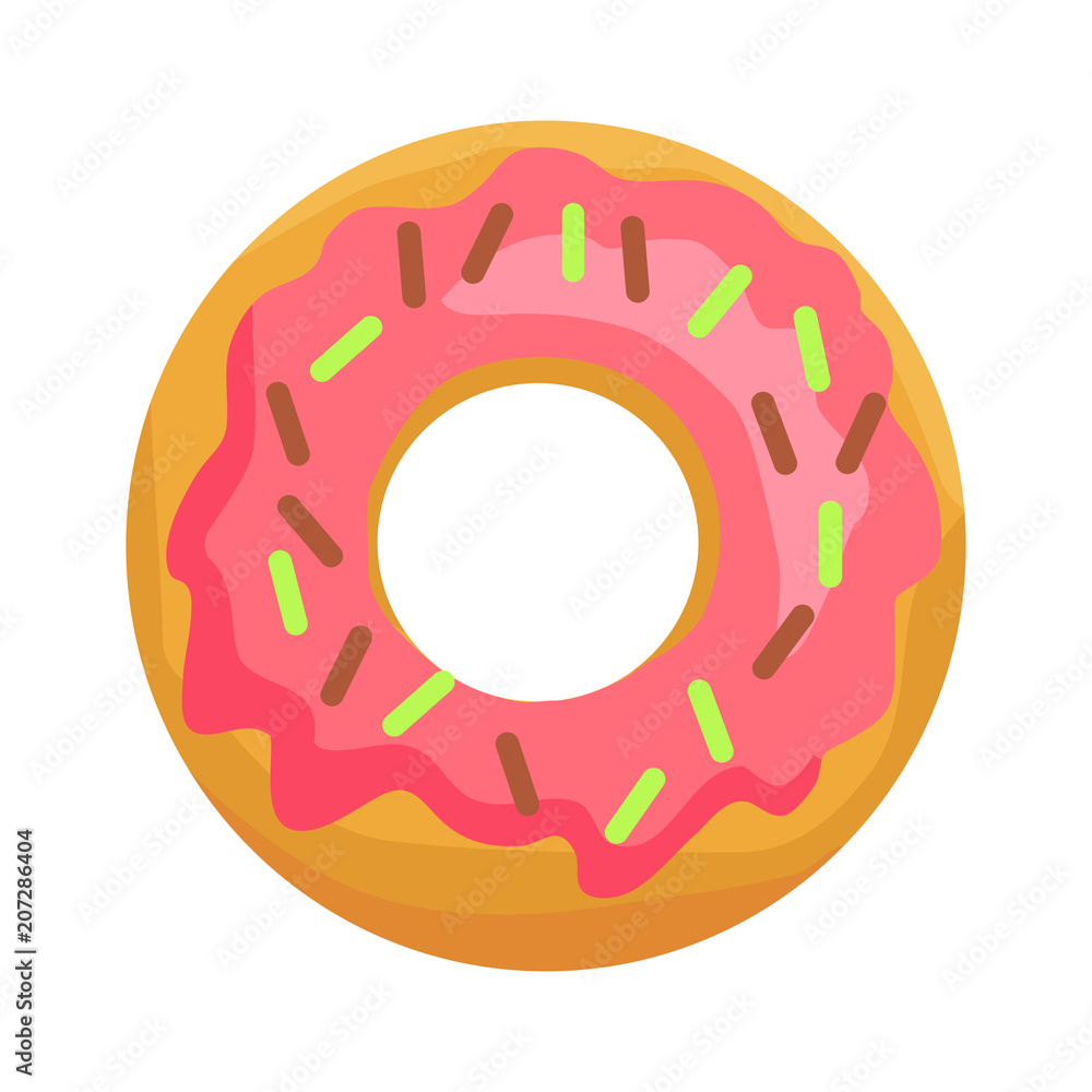 Donut in Pink Glaze with Chocolate Sprinkles Icon Donut in Pink Glaze with Chocolate Sprinkles Icon