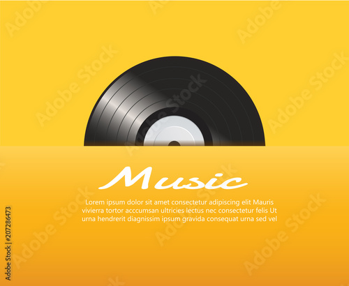 vinyl record with yellow cover mockup  background vector