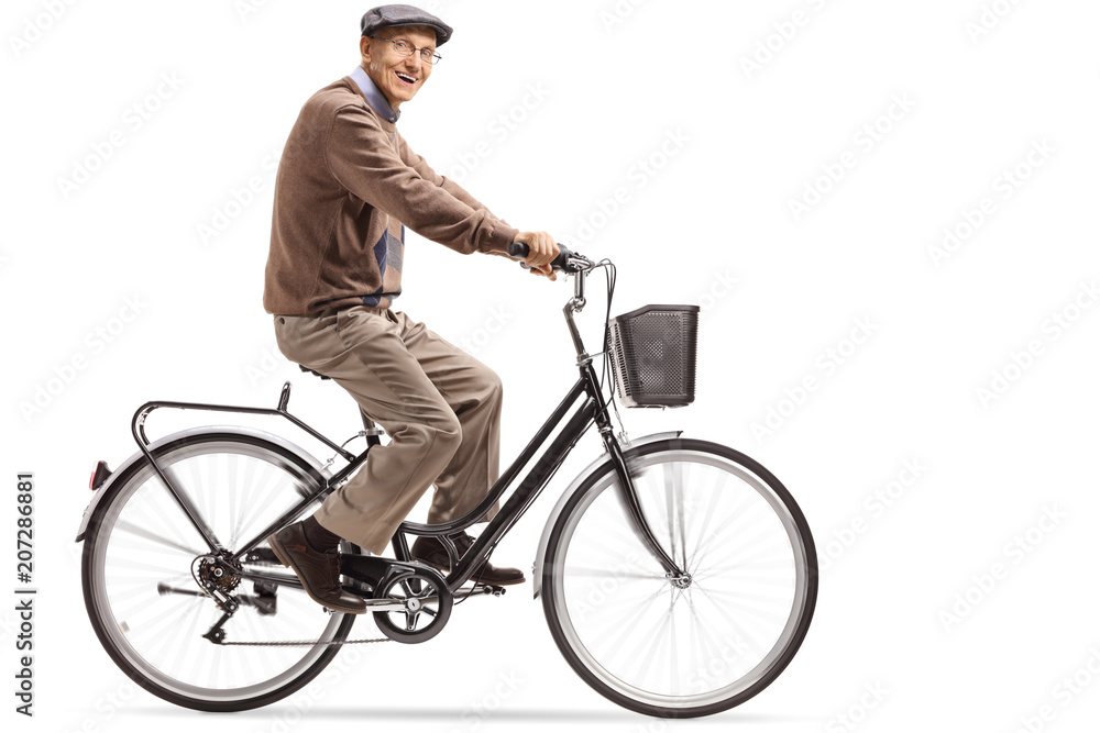 Fototapeta premium Elderly man riding a bicycle