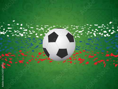 Soccer / Football Vector Background In Russian Flag Concept.