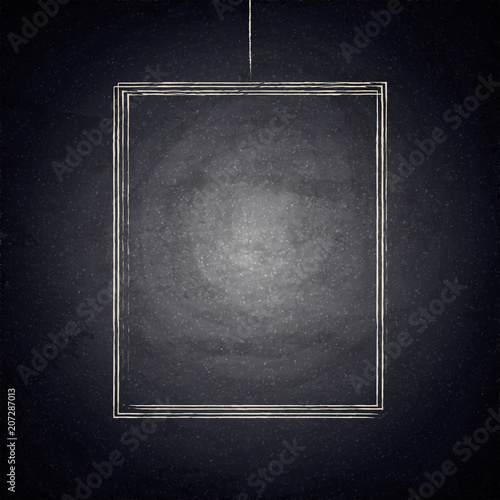 Blank drawing empty frame on chalkboard background