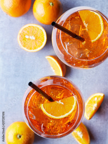 Fotografie Two glasses of Aperol spritz cocktail