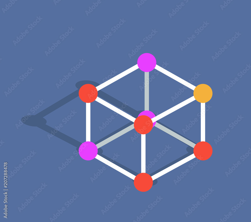 Molecule Mode Vector Illustration Isolated on Blue Molecule Mode Vector Illustration Isolated on Blue