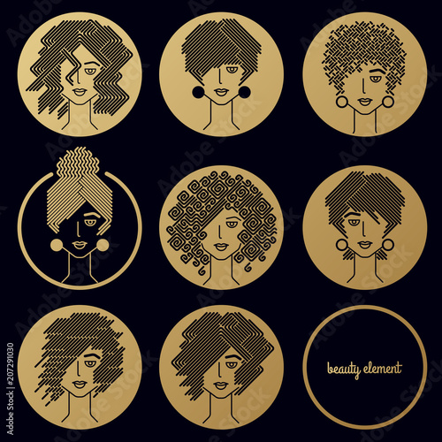 Women's heads with different hairstyles.