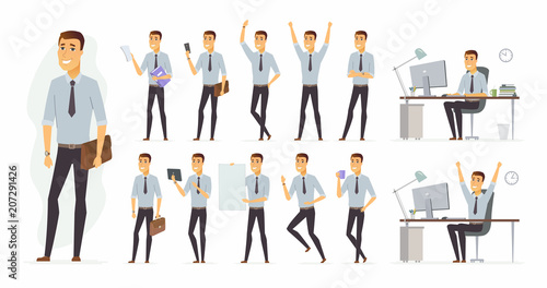 Cheerful businessman - vector cartoon people character set