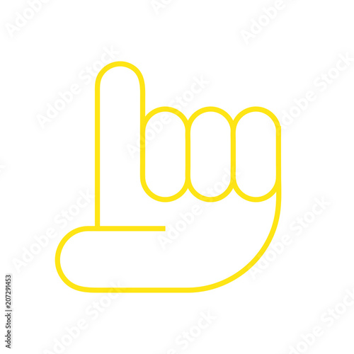 Aufzeigen Hand Zwei - Icon Symbol Piktogramm Bildmarke grafisches Element - Web Druck - Vektor - gelb auf weißen Hintergrund 