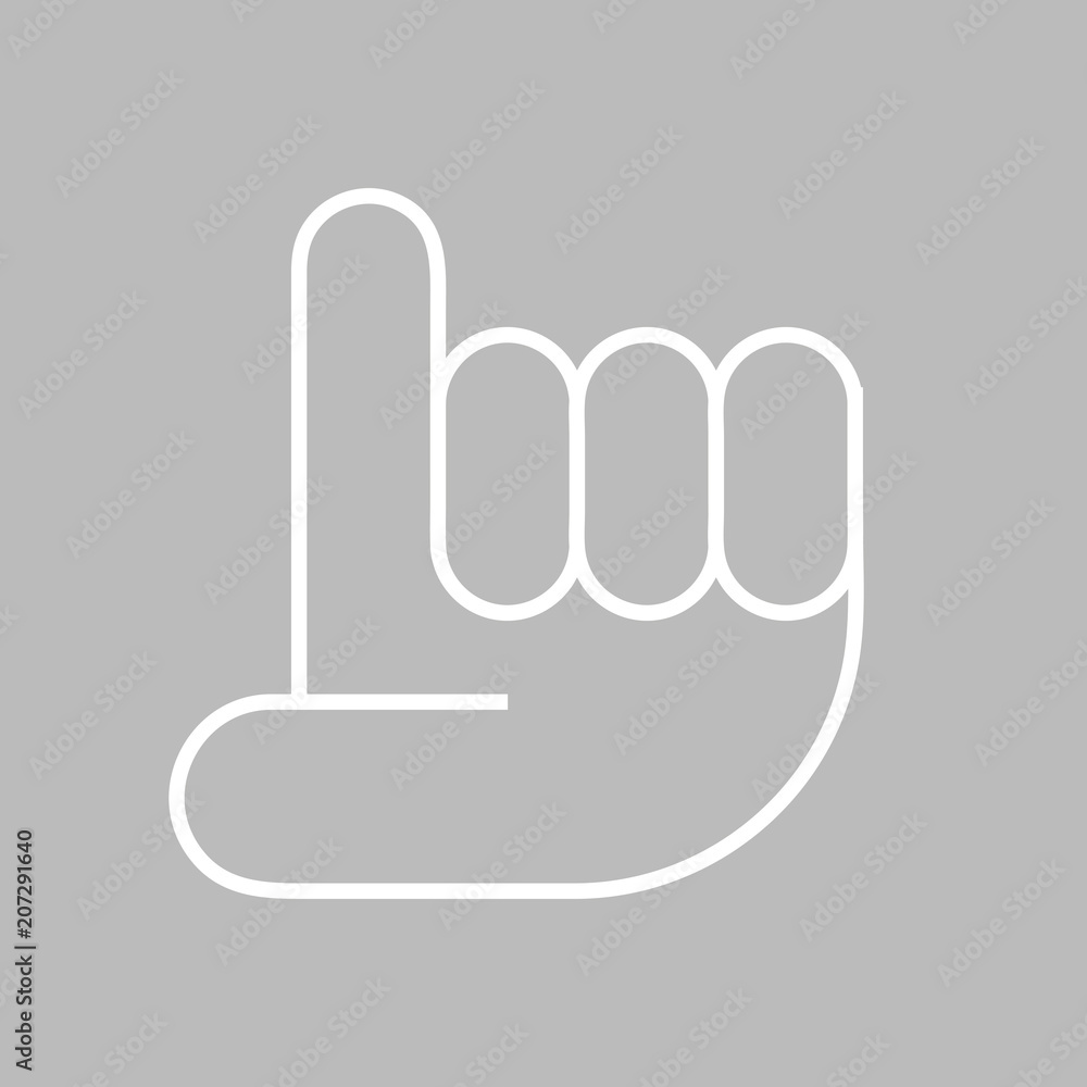 Aufzeigen Hand Zwei - Icon Symbol Piktogramm Bildmarke grafisches Element - Web Druck - Vektor - weiß auf grauen Hintergrund 