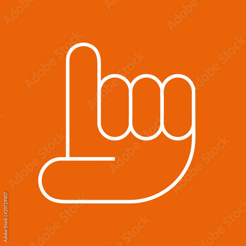 Aufzeigen Hand Zwei - Icon Symbol Piktogramm Bildmarke grafisches Element - Web Druck - Vektor - weiß auf orangen Hintergrund 