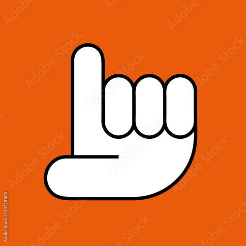 Aufzeigen Hand Zwei - Icon Symbol Piktogramm Bildmarke grafisches Element - Web Druck - Vektor - Hintergrund orange