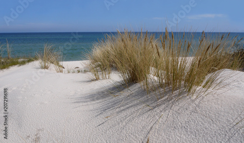 Fototapeta Naklejka Na Ścianę i Meble -  Hel city in Poland stock images. Sand dunes on the Baltic Sea. White sandy beach