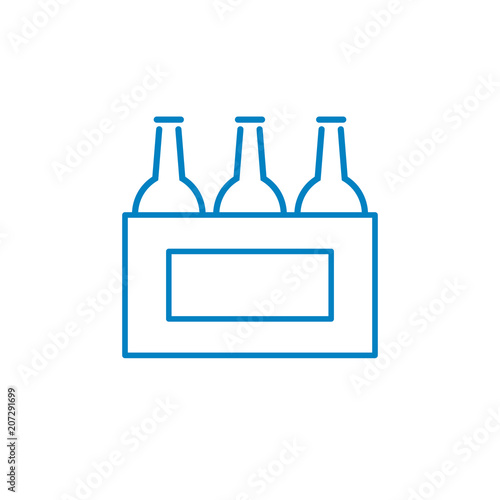 Sixpack - OUTLINE KONTUR - Icon Symbol Piktogramm Bildmarke grafisches Element - Web Druck - Vektor - blau auf weißen Hintergrund