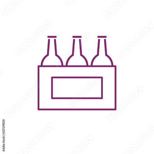 Sixpack - OUTLINE KONTUR - Icon Symbol Piktogramm Bildmarke grafisches Element - Web Druck - Vektor - violett auf weißen Hintergrund