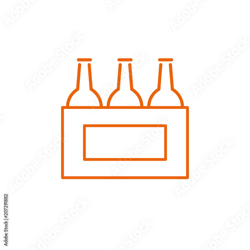 Sixpack - OUTLINE KONTUR - Icon Symbol Piktogramm Bildmarke grafisches Element - Web Druck - Vektor - orange auf weißen Hintergrund