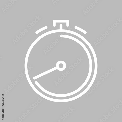 Stoppuhr - OUTLINE KONTUR - Icon Symbol Piktogramm Bildmarke grafisches Element - Web Druck - Vektor - weiß auf grauen Hintergrund