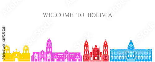 Bolivia set. Isolated Bolivia architecture on white background