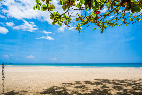 Fototapeta Naklejka Na Ścianę i Meble -  Sand beach and blue sky background