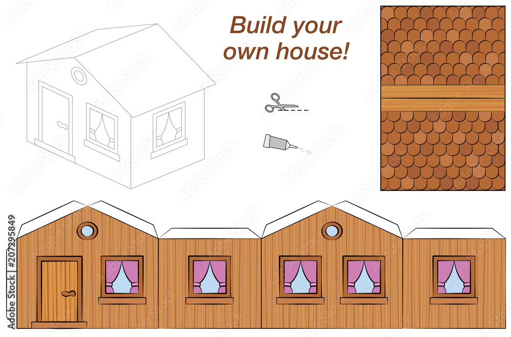 House template sweet pink comic cottage cut out fold and glue it House template sweet pink comic cottage cut out fold and glue it