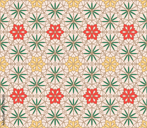 Geometric Floral element seamless pattern background.