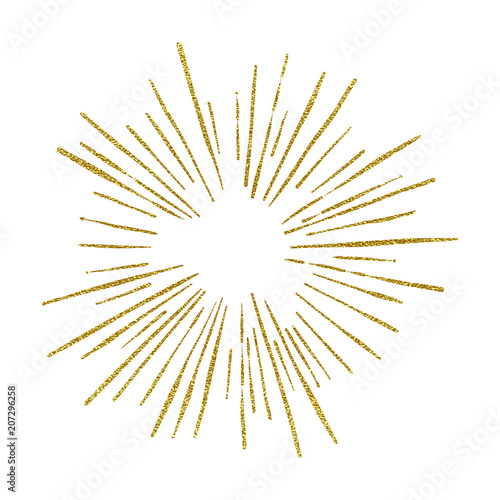 Explosion vector illustration. Rays element. Sunburst, starburst shape on white. Radial lines. Abstract circular geometric shape. Sun ray or star burst light element.