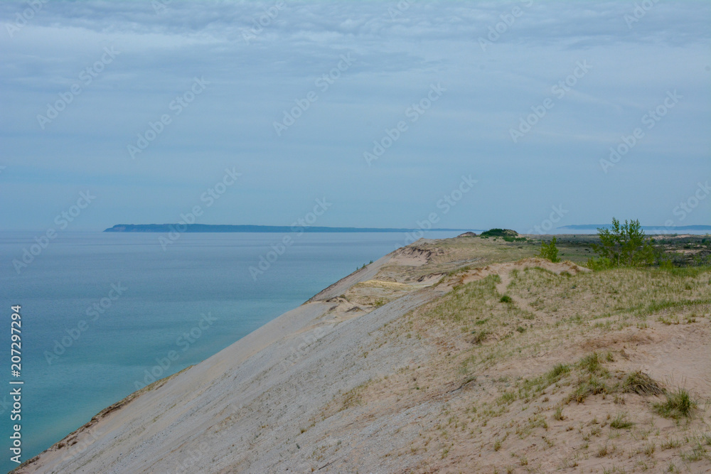 The view from the overlook at Sleeping Bear Dunes National Park