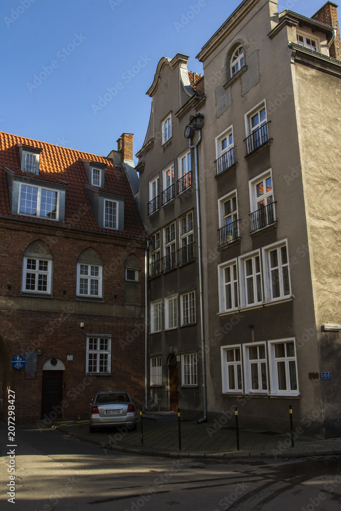 The courtyard of an old residentail building in the center of Gdansk. Poland
