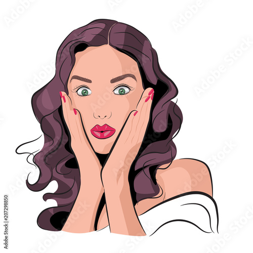 Vector picture of amazzed woman
