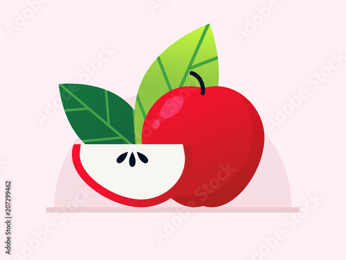 Apple Fruit. Flat Design Style.