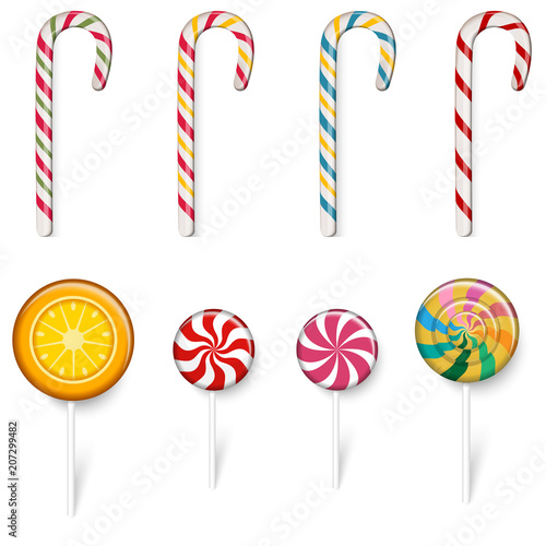 Set of color lollipops isolated on white.