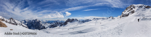 schneeferner glacier and the alps in the background high definition panorama in the winter