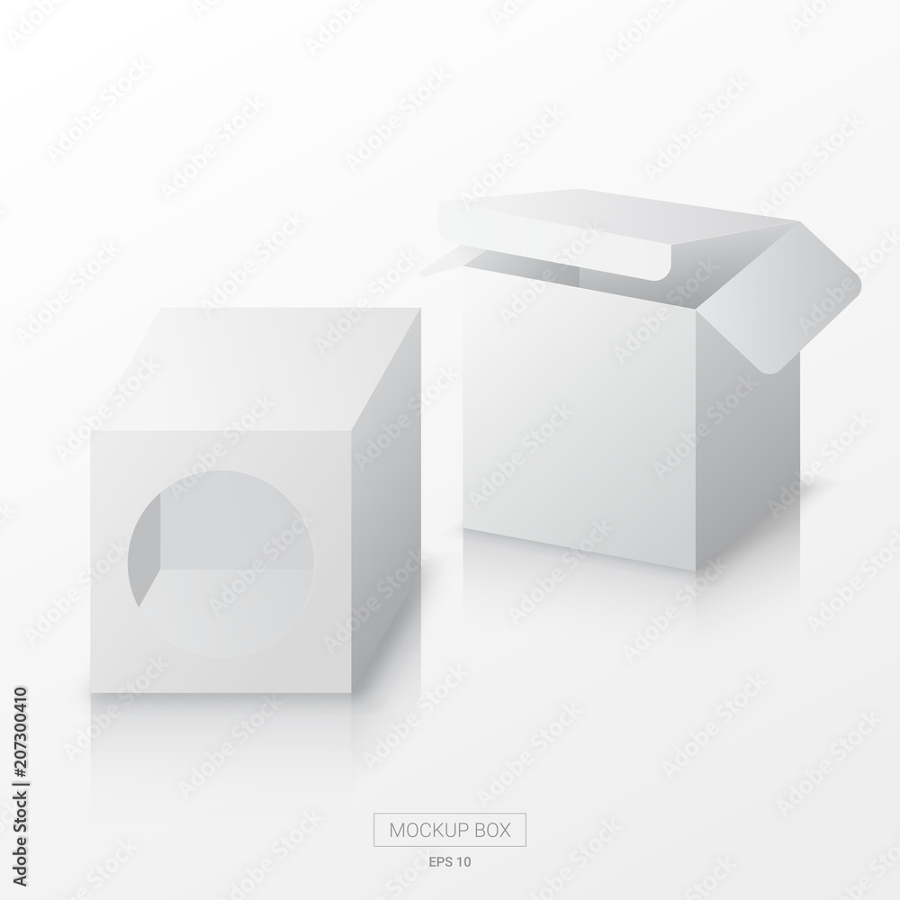 Fototapeta premium Mockup box template. Vector blank square box template for package design.