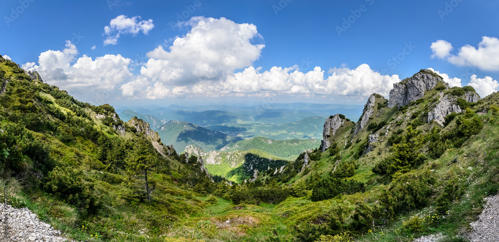 Obraz premium The valley in the Great Rozsutec hill in The Vratna valley at the national park Mala Fatra, Slovakia. Day foto.