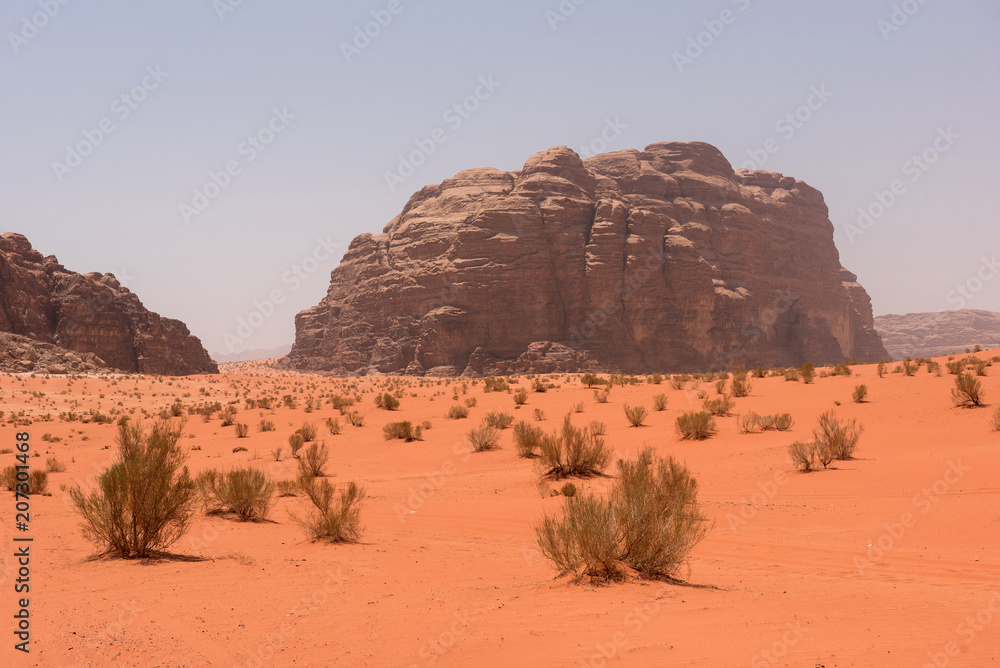Red sand dunes and sandstone cliffs Red sand dunes and sandstone cliffs