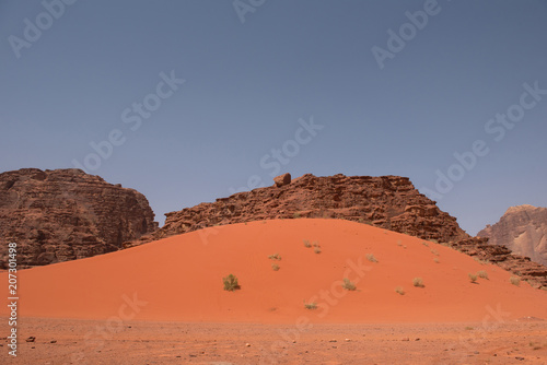 Red sand dunes and sandstone cliffs