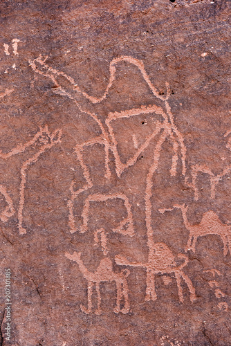 Prehistoric inscriptions in Wadi Rum, Jordan