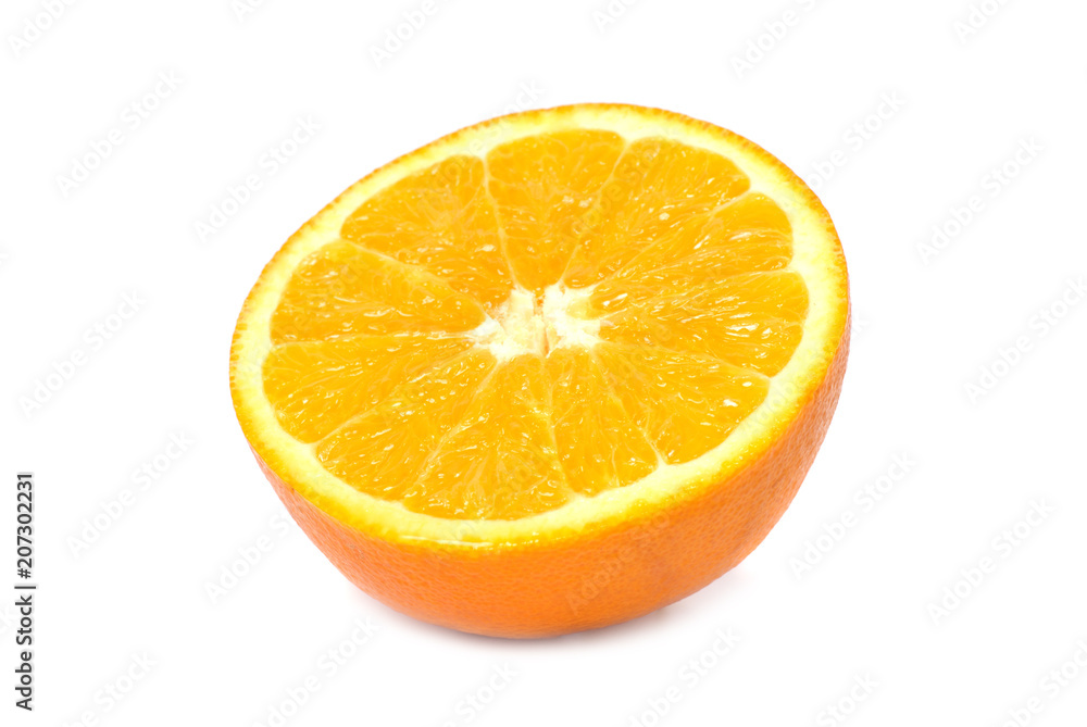 Half of juicy fresh orange isolated on white background Half of juicy fresh orange isolated on white background