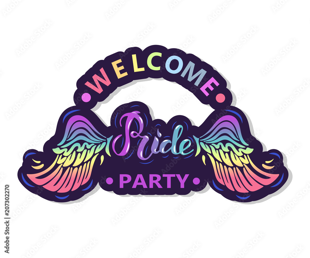 Welcome Pride Party text as sticker