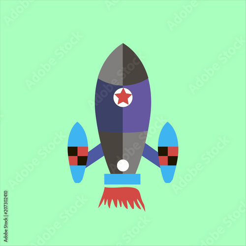 Rocket with a star in flight