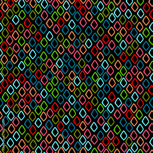 Stylized handmade seamless pattern with colored rhombuses