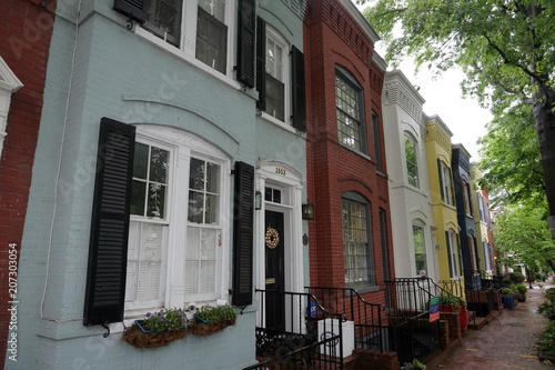 georgetown dc washington houses under the rain photo