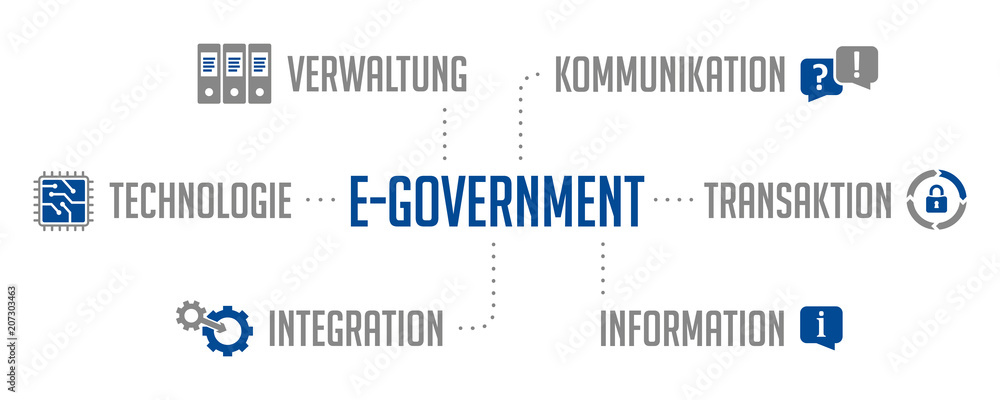 Infografik E-Government Blau