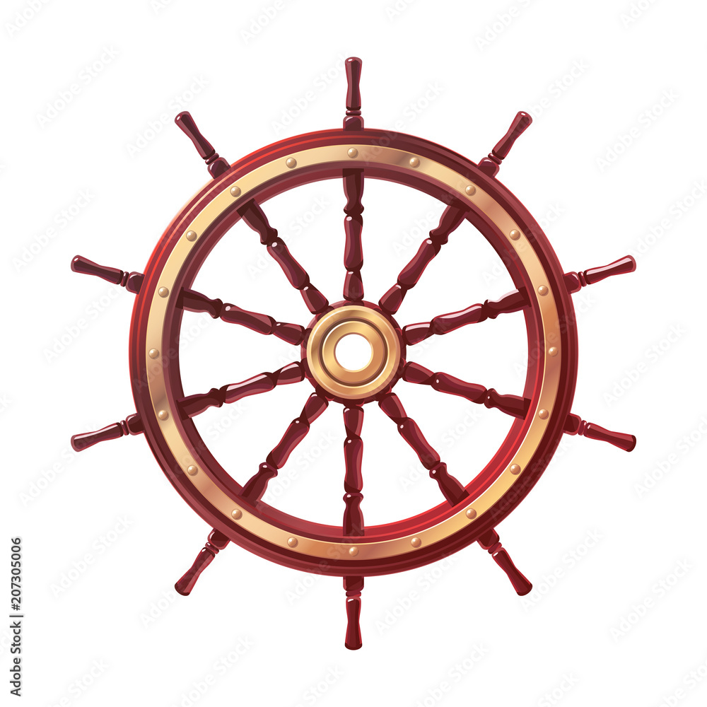 vector boat handwheel, ship wheel helm. Sea, ocean symbol 4
