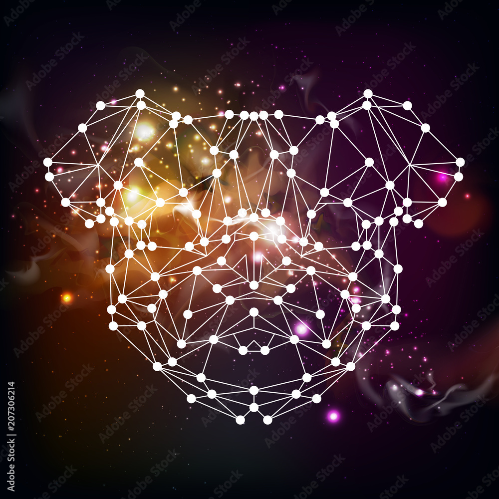 Abstract polygonal tirangle animal pug-dog on open space background. Hipster animal illustration. Abstract polygonal tirangle animal pug-dog on open space background. Hipster animal illustration.