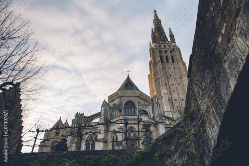 Majestic gothic style church in central europe city