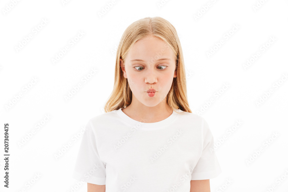 Funny girl standing isolated Funny girl standing isolated