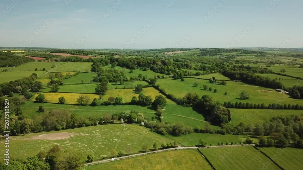Aerial of Cotswold landscape scenery in England Aerial of Cotswold landscape scenery in England