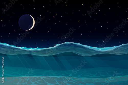 vector summer cartoon sea, ocean, underwater seascape 03