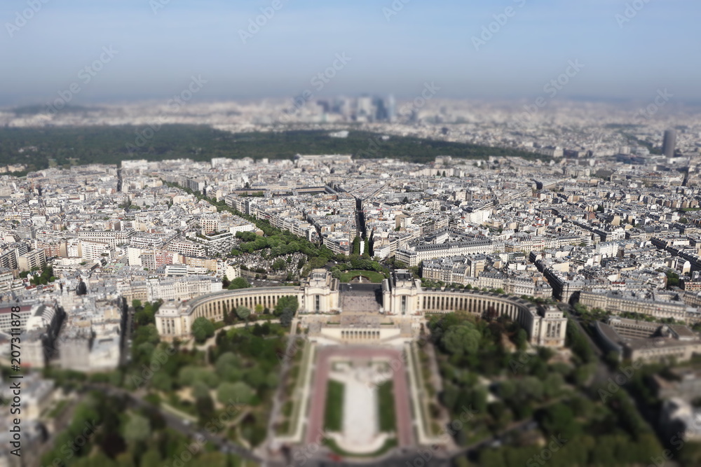 Paris in spring, view  from Eiffel tower