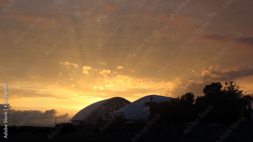 Obraz premium Sport arena sunset panoramic 16:9 horizontal